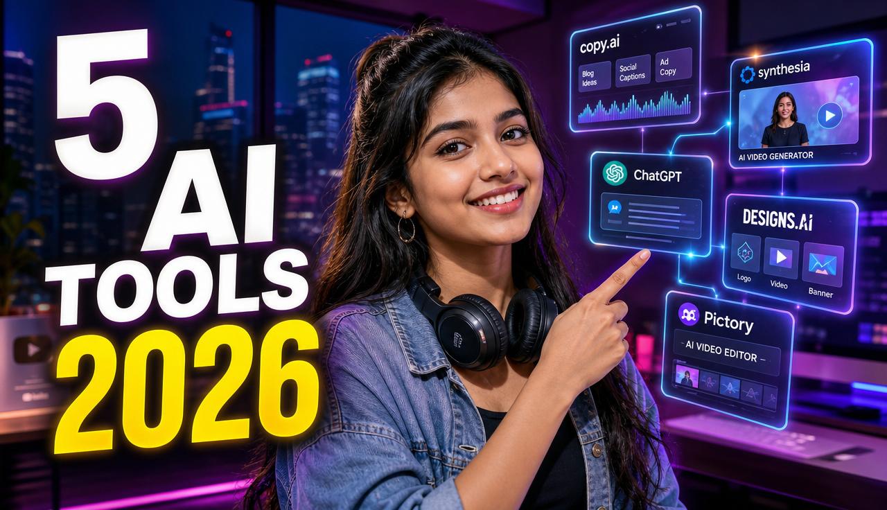 Draft thumbnail: 5 AI Tools Every Creator Must Try in 2026